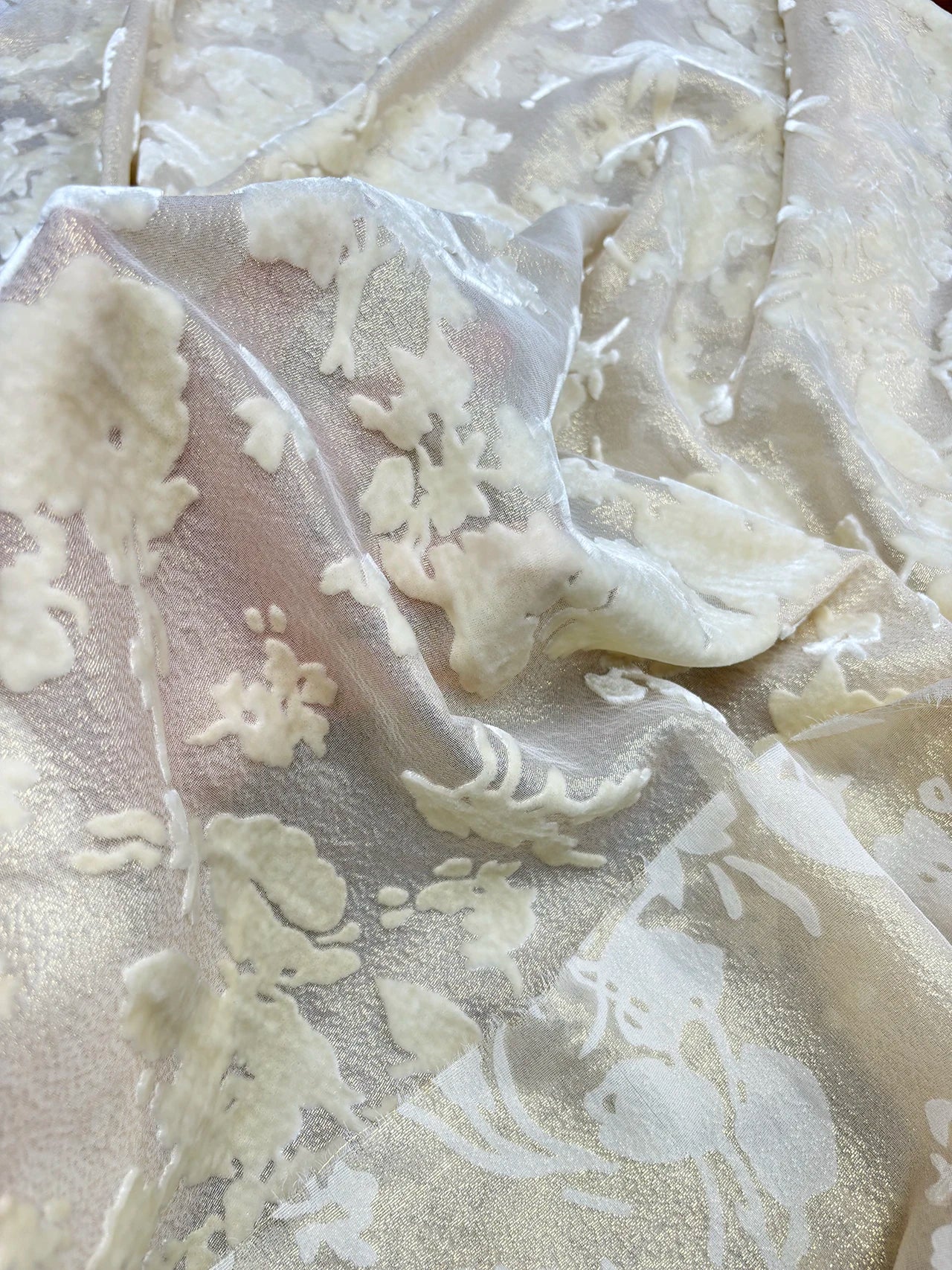 Flower Silk Velvet Silk Fabric Mulberry Burnt Flower Flocking Jacquard