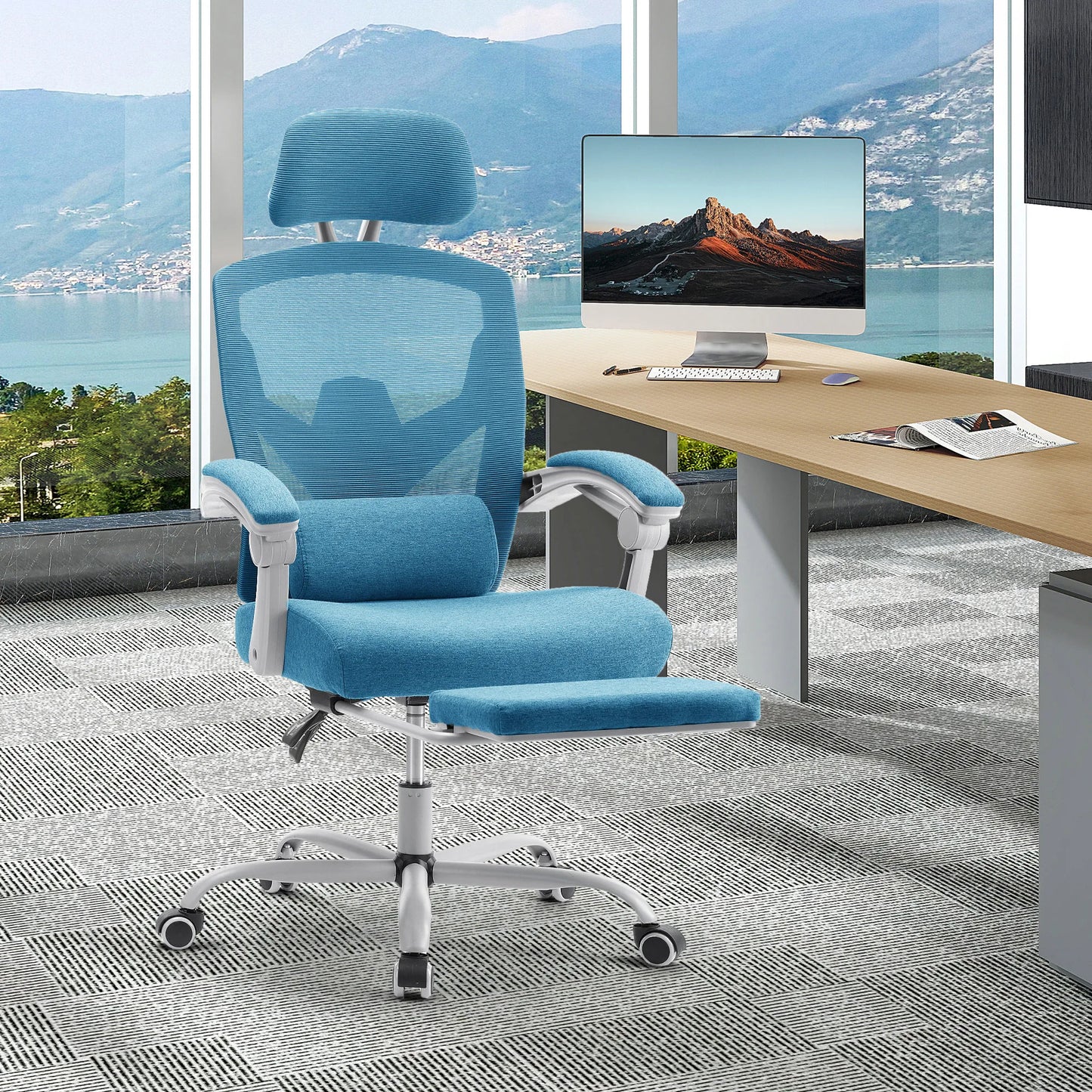 High Back Ergonomic Reclining Gaming Office Chair with Lumbar Support Pillow Meshair