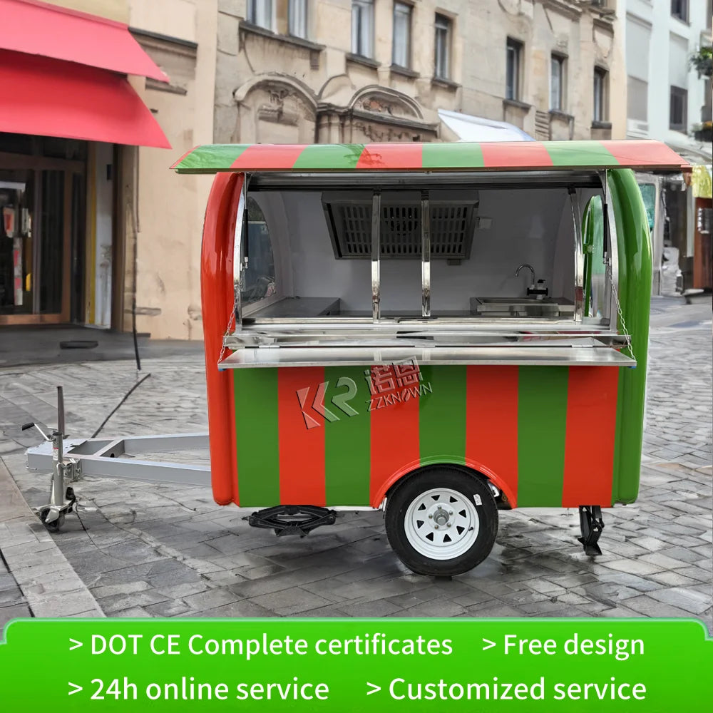 Retro Fully Equipped Street Ice Cream Cart Outdoor Fast Food Trailer Mobile Hot Dog Truck Concession Food Truck for Sale