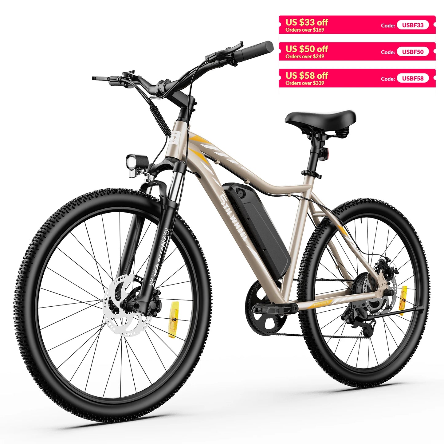 Electric Bike, 700W Peak Motor, 23 Mph Max Speed, Front Suspension