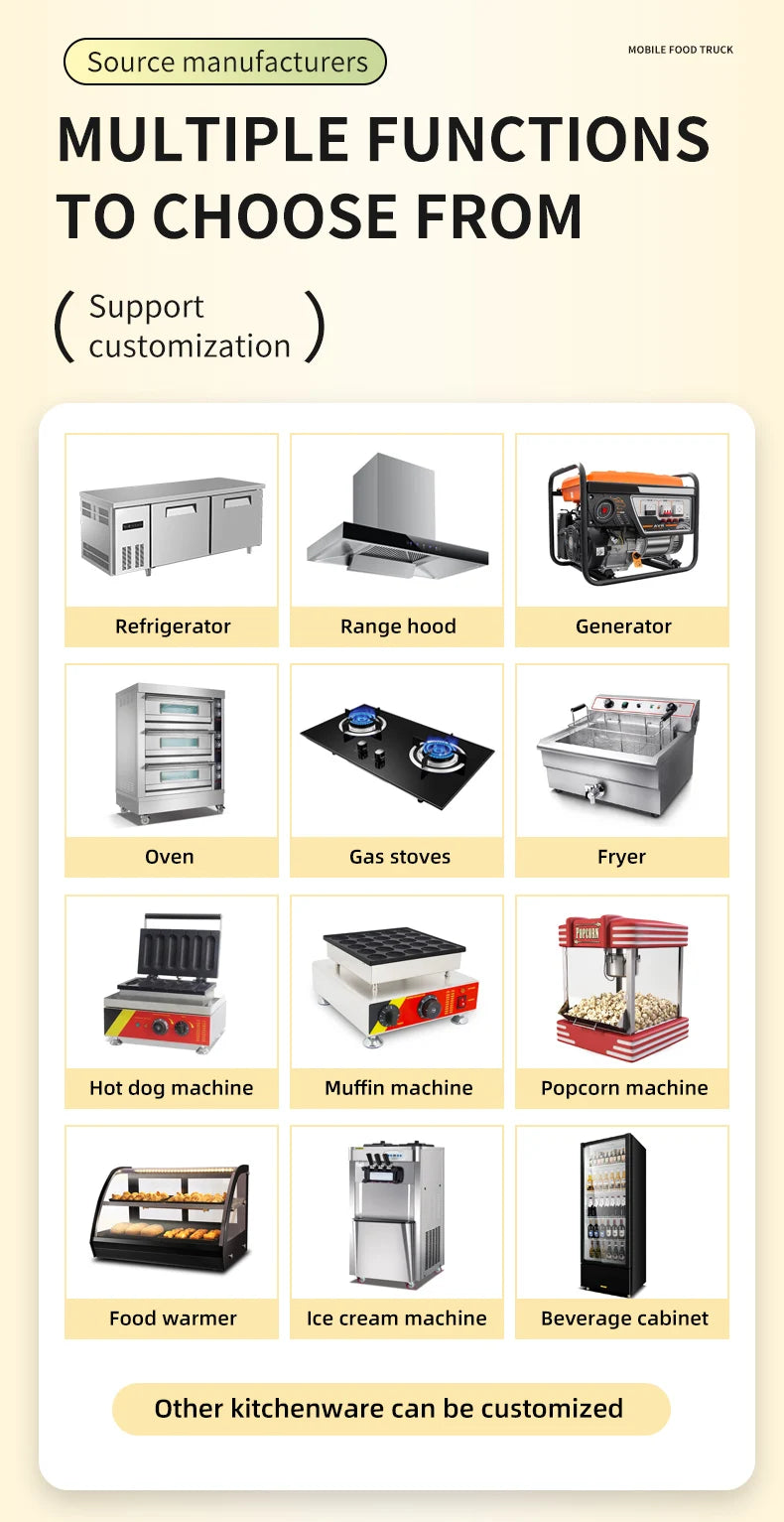 Small Mobile Food Truck with Fully Equipped Kitchen Pizza Concession Fast Food Van Trailer for Sale for Snacks Candies Chips