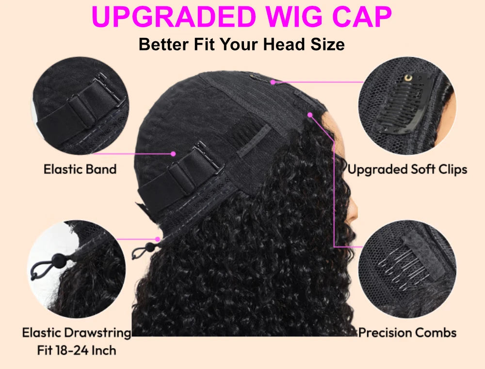 Straight V Part Wig 100% Human Hair Clip-In U Part Wig Beginner Friendly Glueless