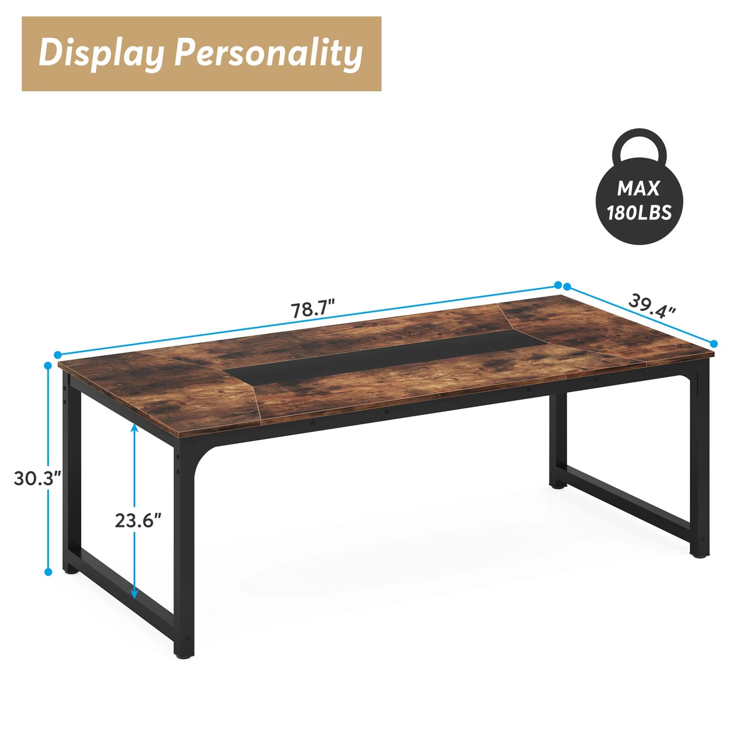 Dining Table, Industrial Kitchen Table for 6-8 Person,