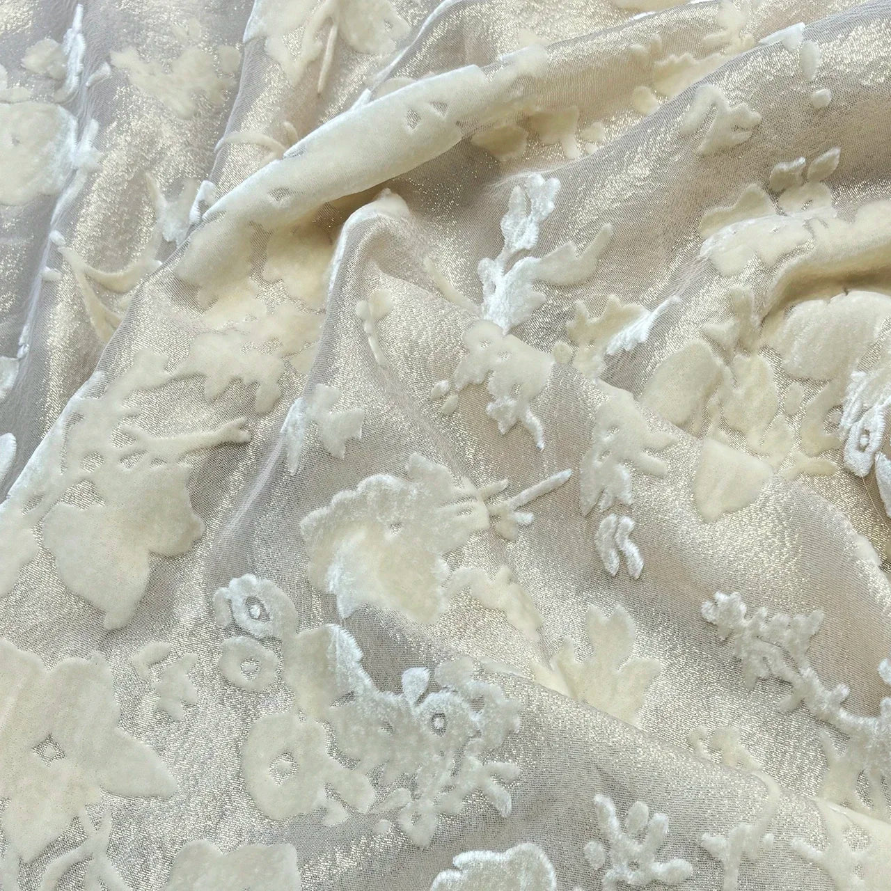 Flower Silk Velvet Silk Fabric Mulberry Burnt Flower Flocking Jacquard