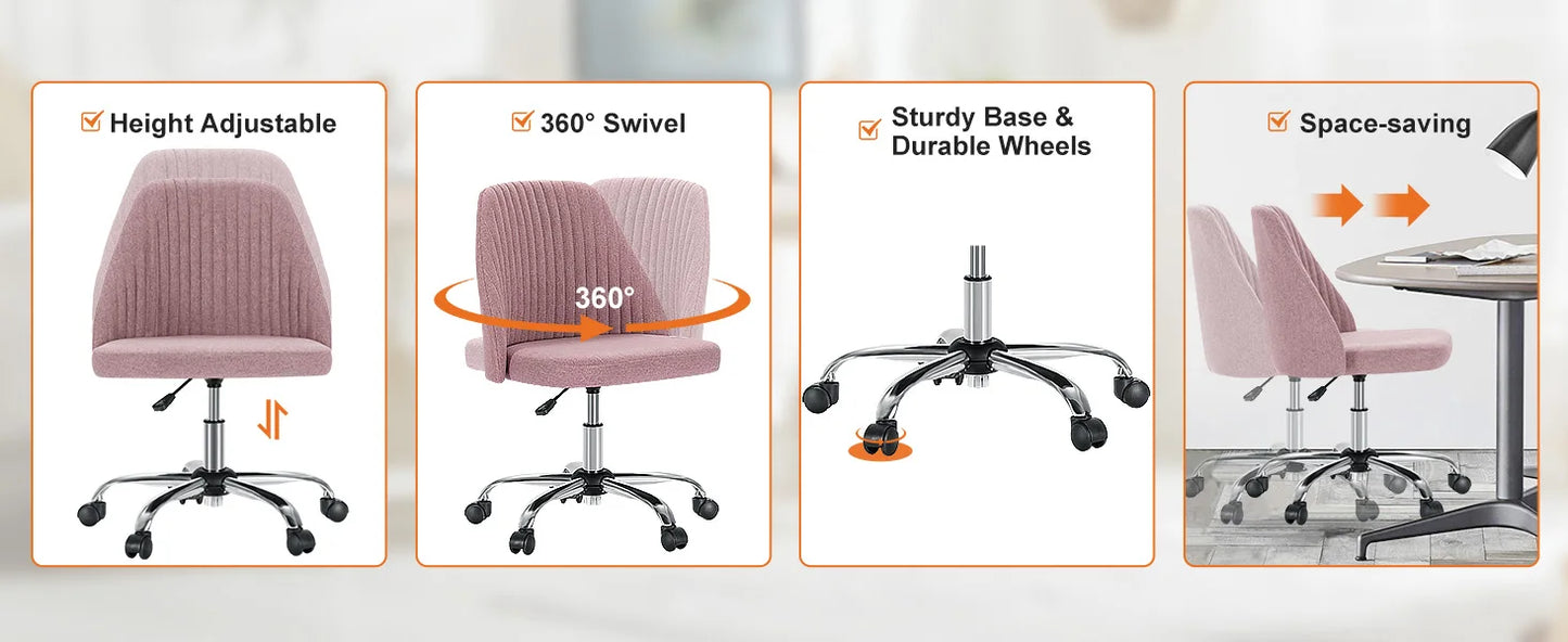 Armless Small Desk Office Chair Cute Swivel Chair