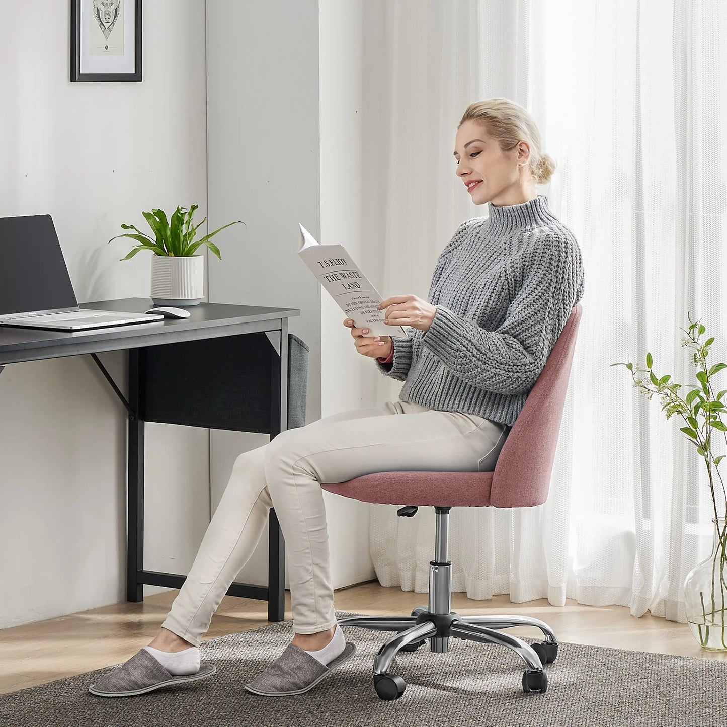 Armless Small Desk Office Chair Cute Swivel Chair