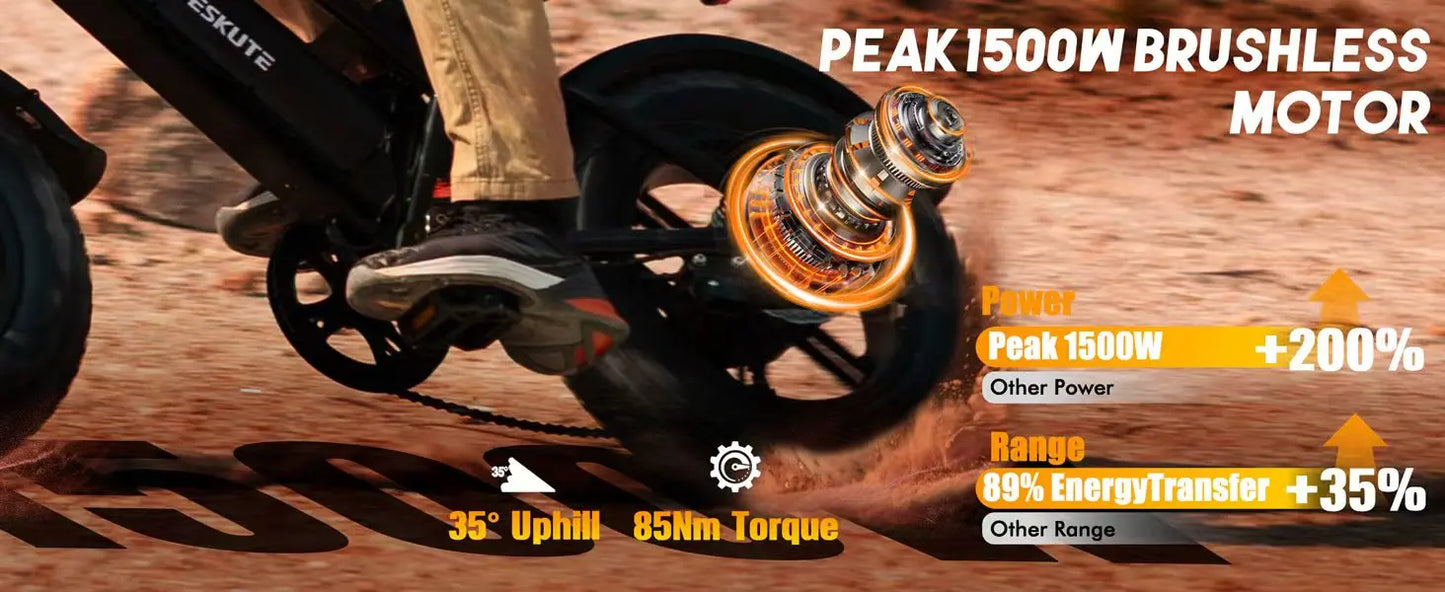 V100 Electric Bike, 1500W Peak 28MPH 48V13Ah Motorcycle,
