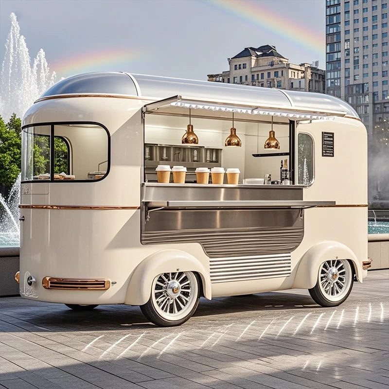 Small Mobile Food Truck with Fully Equipped Kitchen Pizza Concession Fast Food Van Trailer for Sale for Snacks Candies Chips