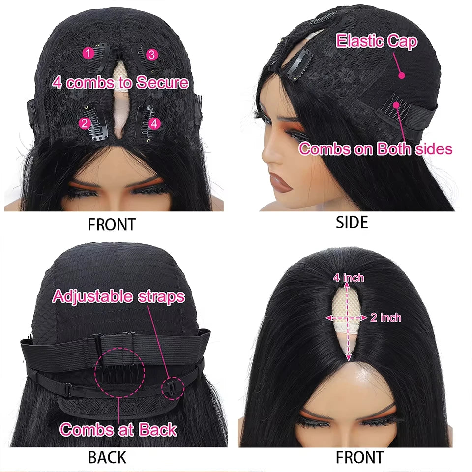 Kinky Curly V Part Wig Human Hair Deep Wave Glue less V Part Wigs Human Hair