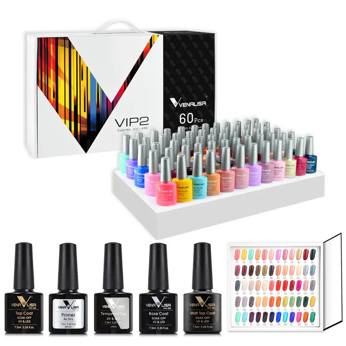 VIP5 Kit Nail Gel Polish HEMA FREE Full Coverage 36/60 Color Gel