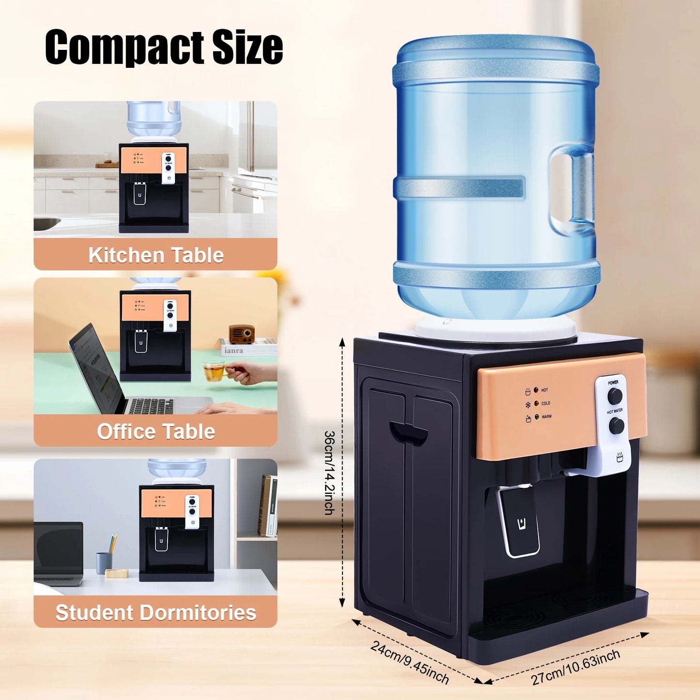 Electric Hot and Cold Water Cooler Dispenser  Desktop Top Loading