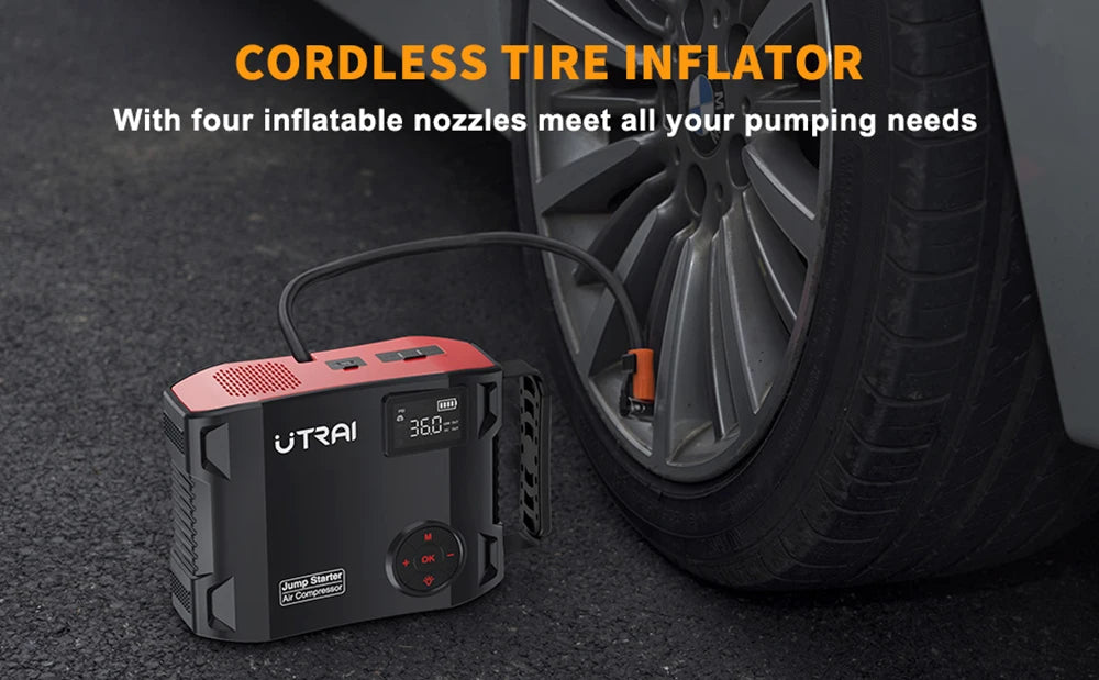4 In 1 2000A Jump Starter Power Bank 16000mAh 150PSI Air Compressor