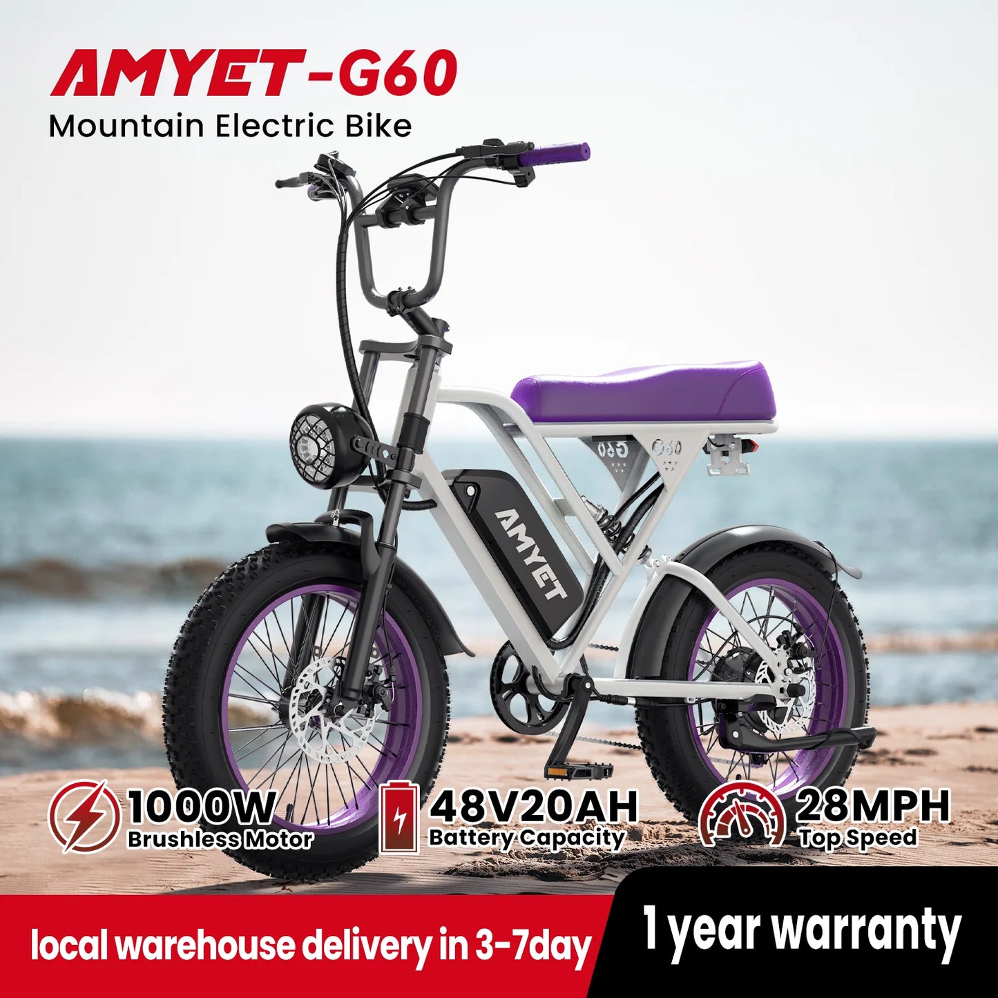 Adults Electric Bike 1000W Motor Mountain Moped Ebikes For Men