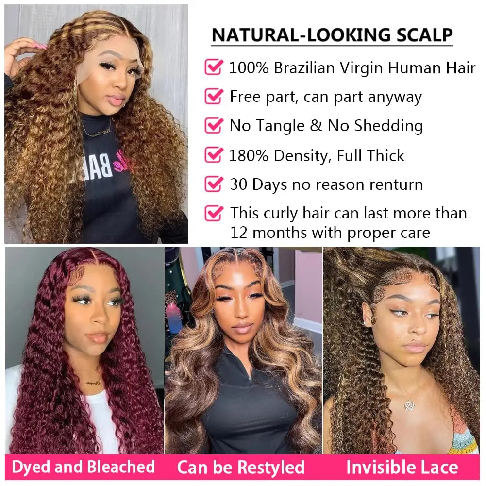 Deep Wave Lace Front Wigs  13x6 HD Transparent Lace Frontal Wigs Human Hair