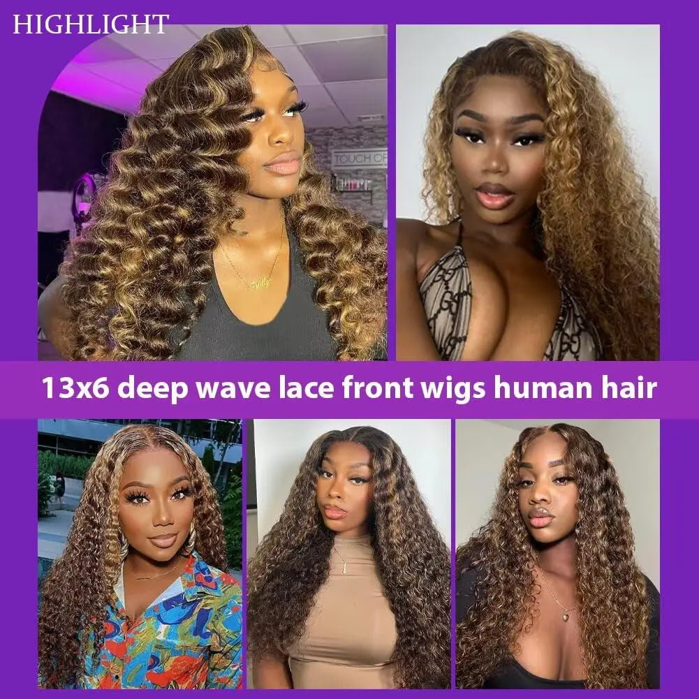 Lace Front Wig Human Hair Deep Wave