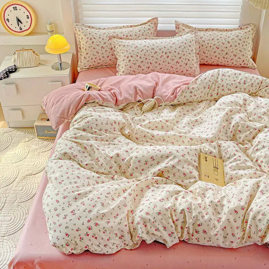 Bedding Set Cover Pillowcase Flat Sheet Single Twin Queen Size Bed Linens