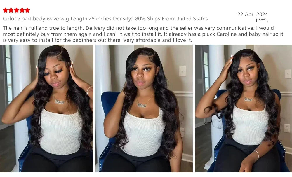 No Leave Out V Part Body Wave Wigs 200% Density Upgrade Brazilian Hair 32 Inches