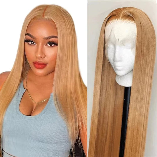 "30 Inch Honey Blonde Lace Front Wig #27 13x6 HD Transparent