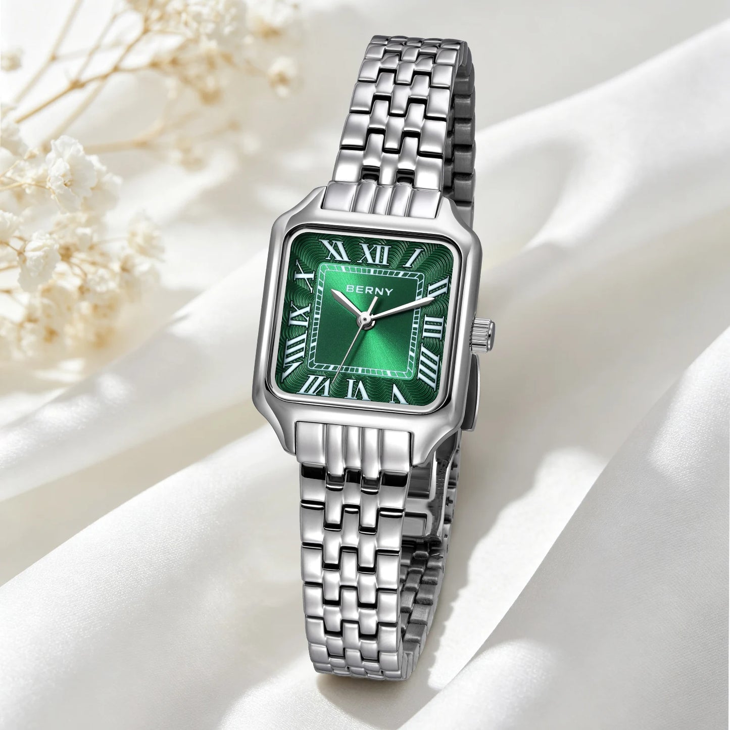 BERNY Square Ladies Watch Quartz Fashion and Exquisite Watch Woman Numeral Small Women's Waterproof New Jewelry Bracelet Women Watch