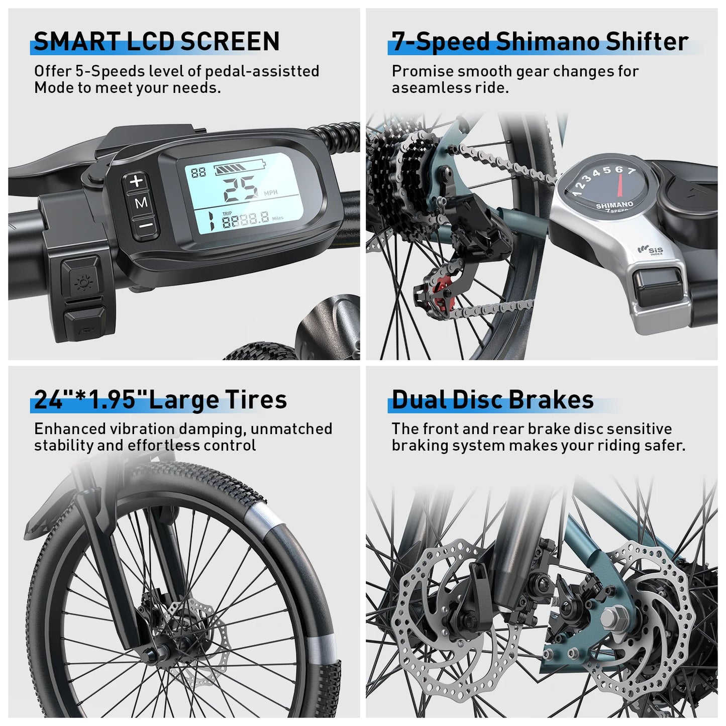 Adults Electric Bicycle, 26" 24" Electric Mountain Bike with 36V Battery, 21 Speed