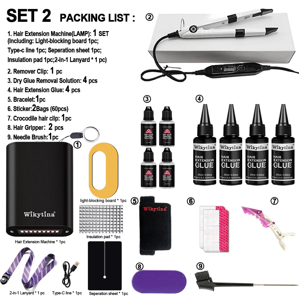 Advanced V Light Hair Extension Tools Kit with UV Glue Hair Extension Machine