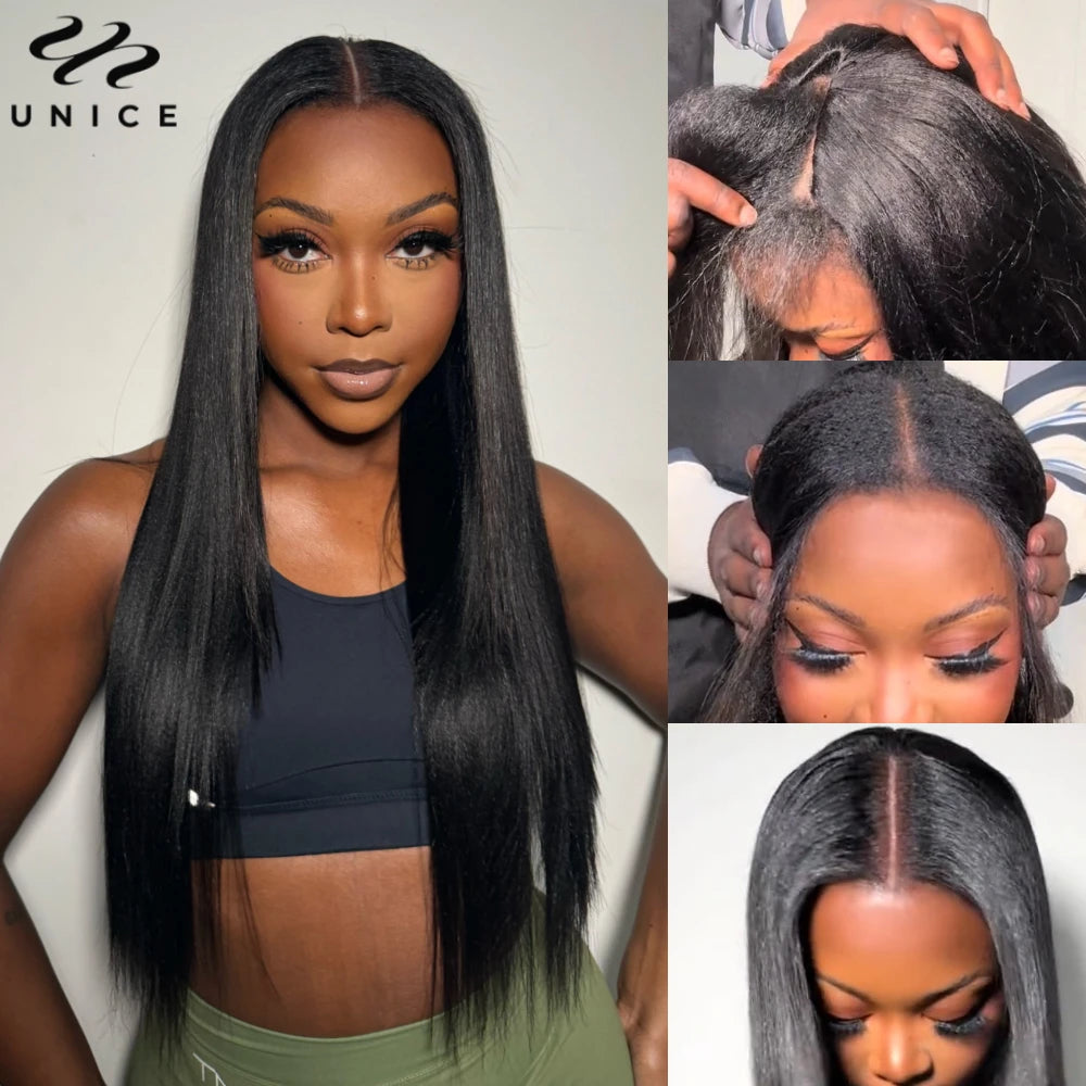 Straight V Part Wig 100% Human Hair Clip-In U Part Wig Beginner Friendly Glueless