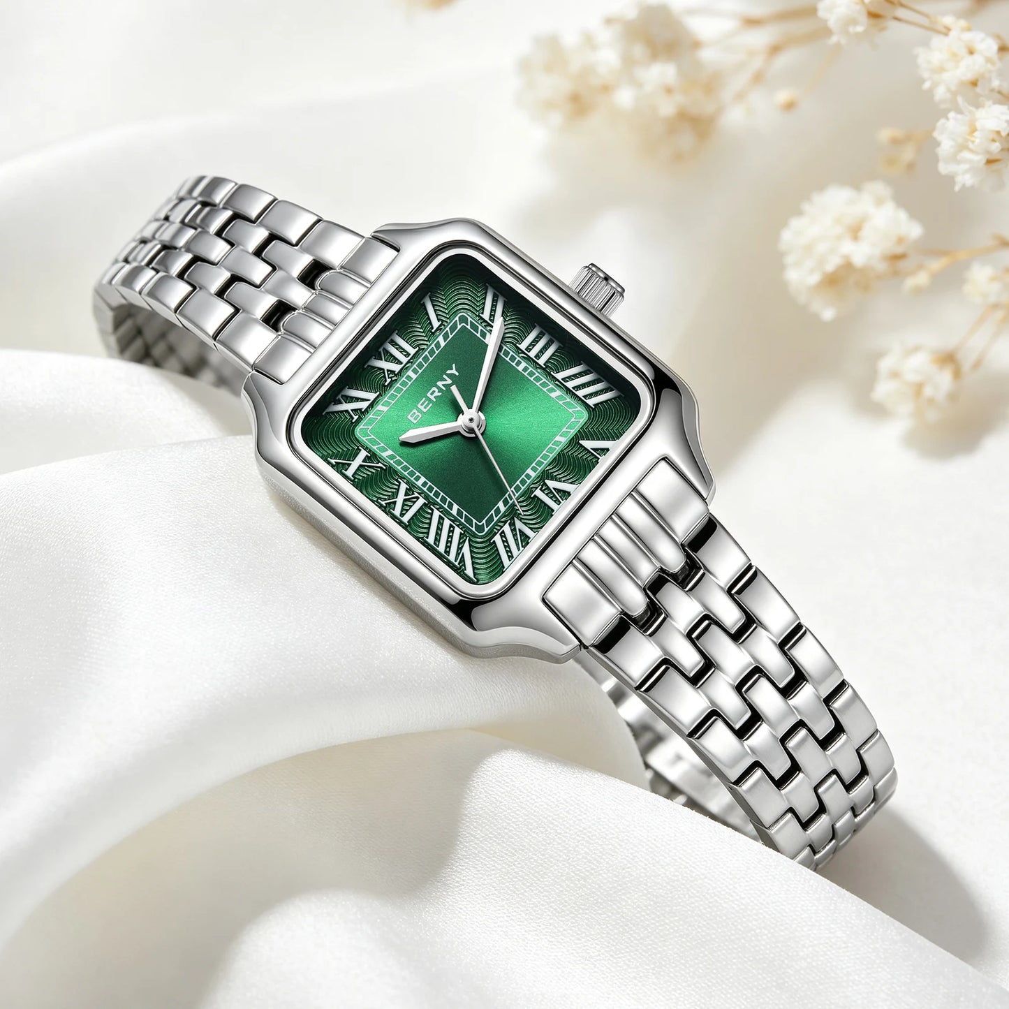 BERNY Square Ladies Watch Quartz Fashion and Exquisite Watch Woman Numeral Small Women's Waterproof New Jewelry Bracelet Women Watch