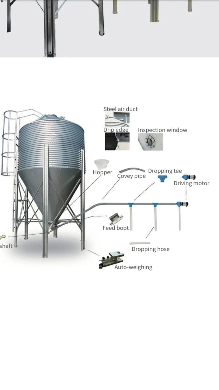 Galvanized Steel Capacity 15 Tons Grain Silo Chicken Feed Pellet Storage Tower HJ-N15T