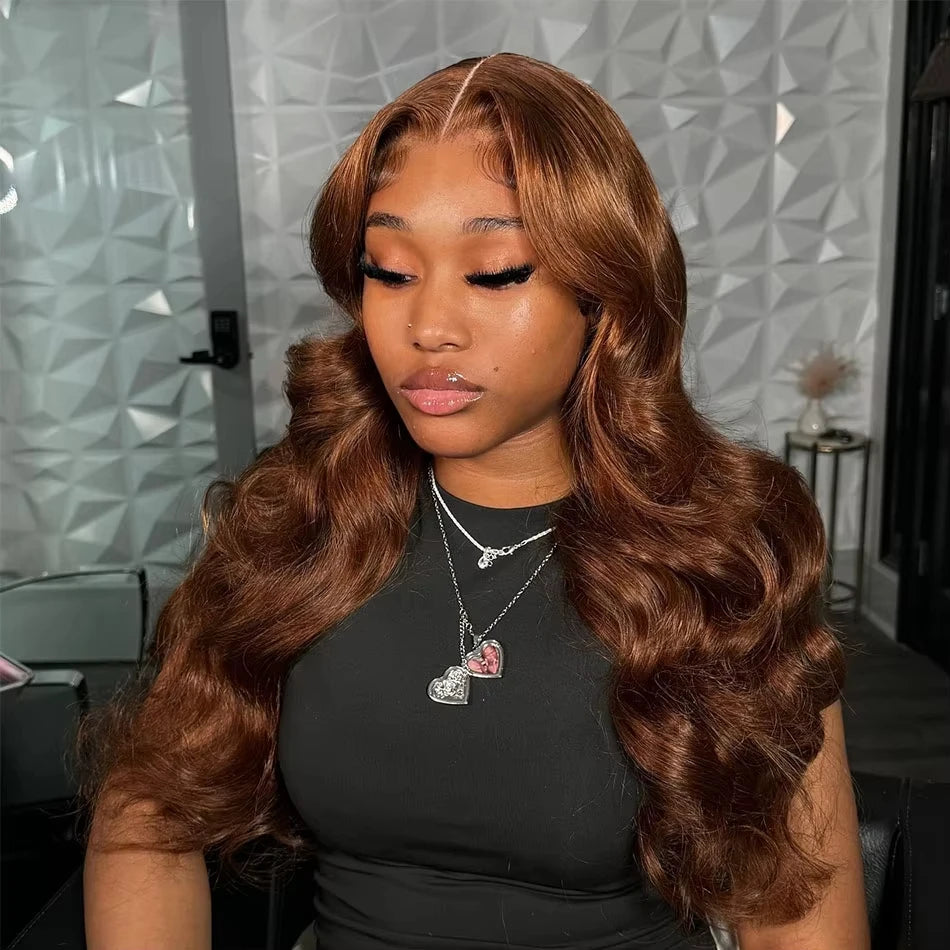 Chocolate Brown Human Hair Wig 13x6 HD Lace Frontal Wig