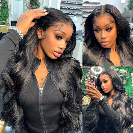30 40 Inch Body Wave 5x5 Glue less Wigs Human Hair Wear and Go