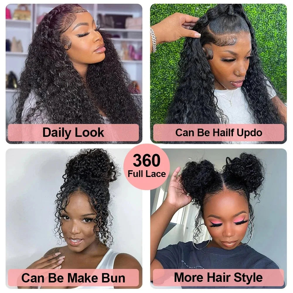 360 HD Full Lace Curly Wigs Human Hair Pre plucked 13x6 13x4 Lace Frontal Wig