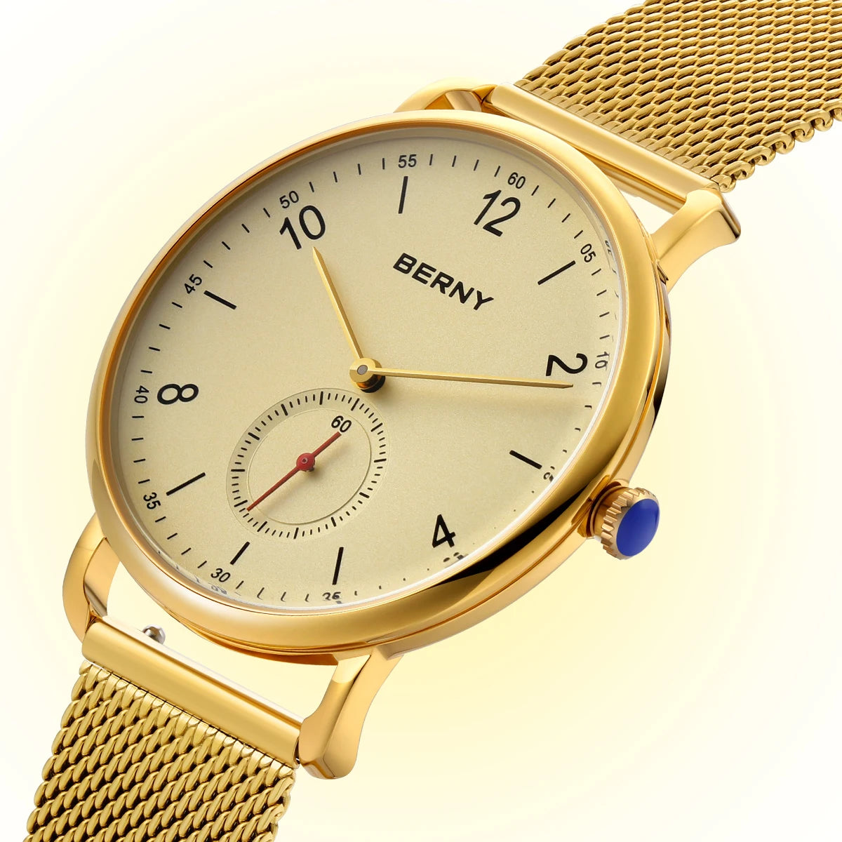 BERNY Quartz Men's Watch  Quality 316L Stainless Steel  Top Slim Case Fashion Couple's Wristwatch Simple Casual Men/Women Watches