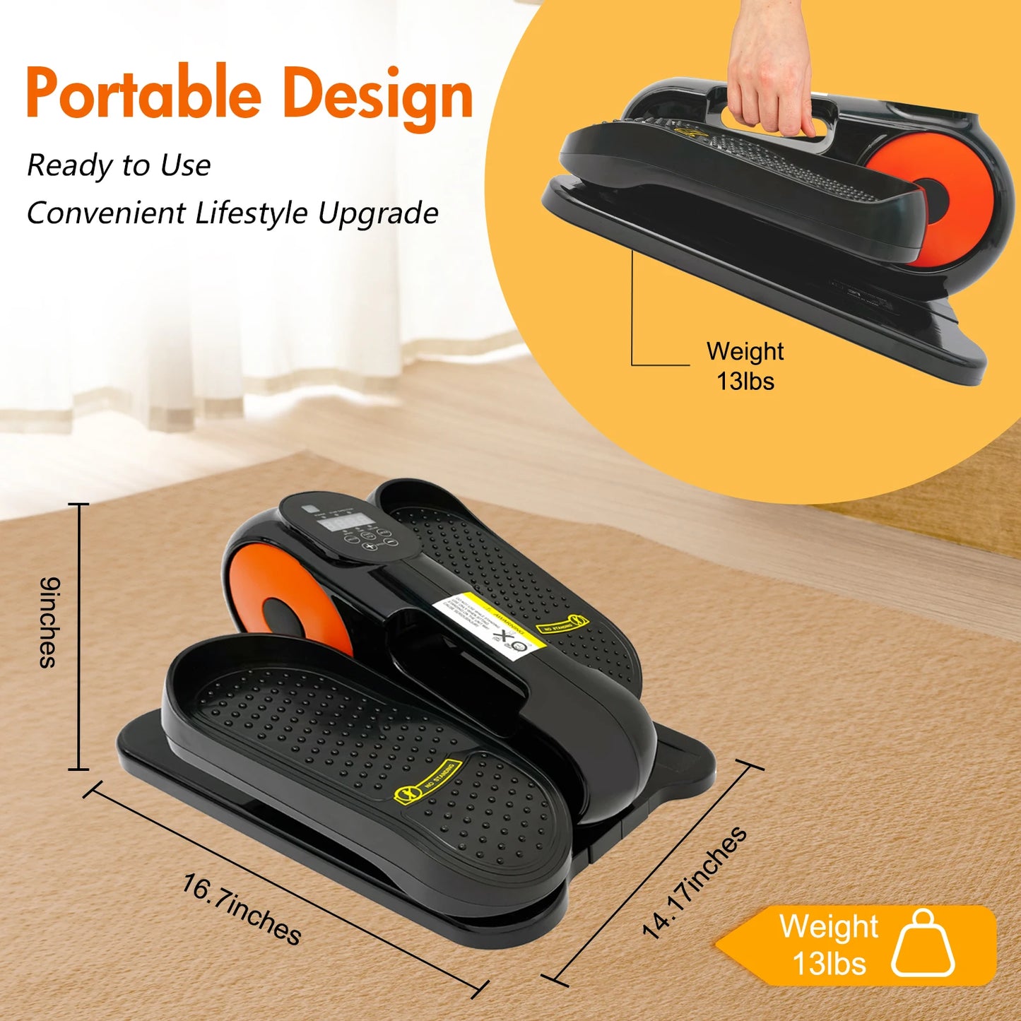 Under-Desk Elliptical Machine Leg Exerciser for Seniors Portable Fully Assembled