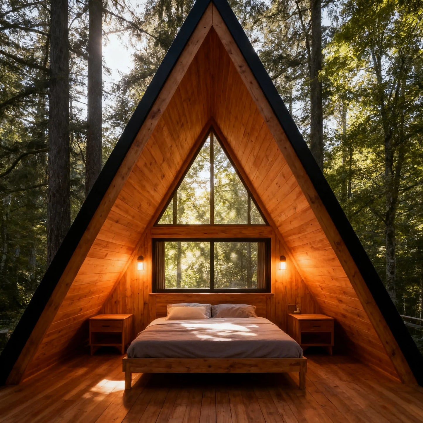 Modern Triangle A Frame House Prefabricated Tiny Cabin Portable Modular Wooden Villa Outdoor Living Home