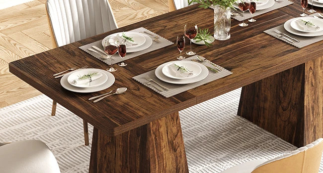 Dining Table for 6 People, Rectangle Table with Heavy Duty Legs,