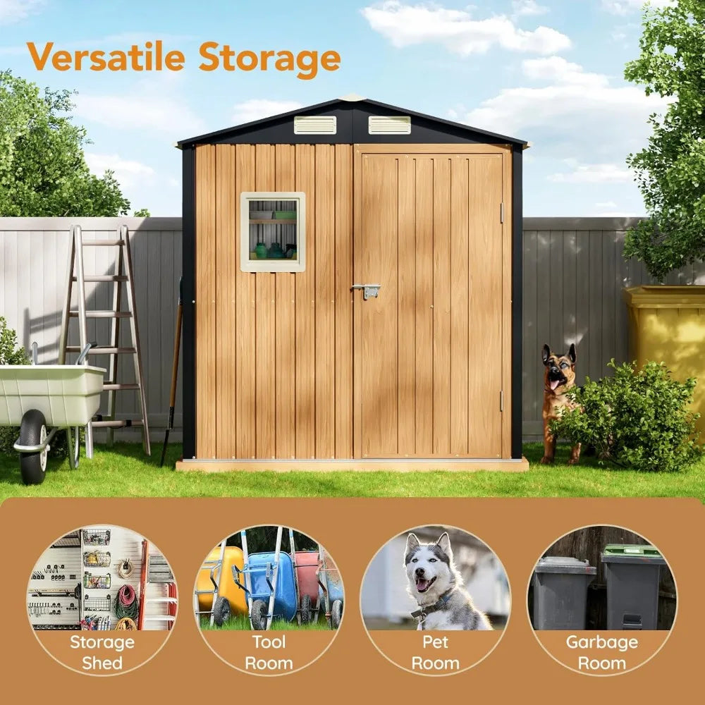 6X4FT Garden Storage Shed with Lockable Door, Steel Tool Shed