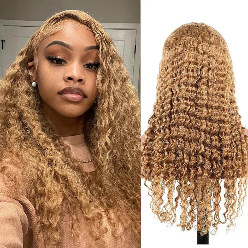 Blonde Wig Human Hair 13X6 Lace Front Wig Curly Colored