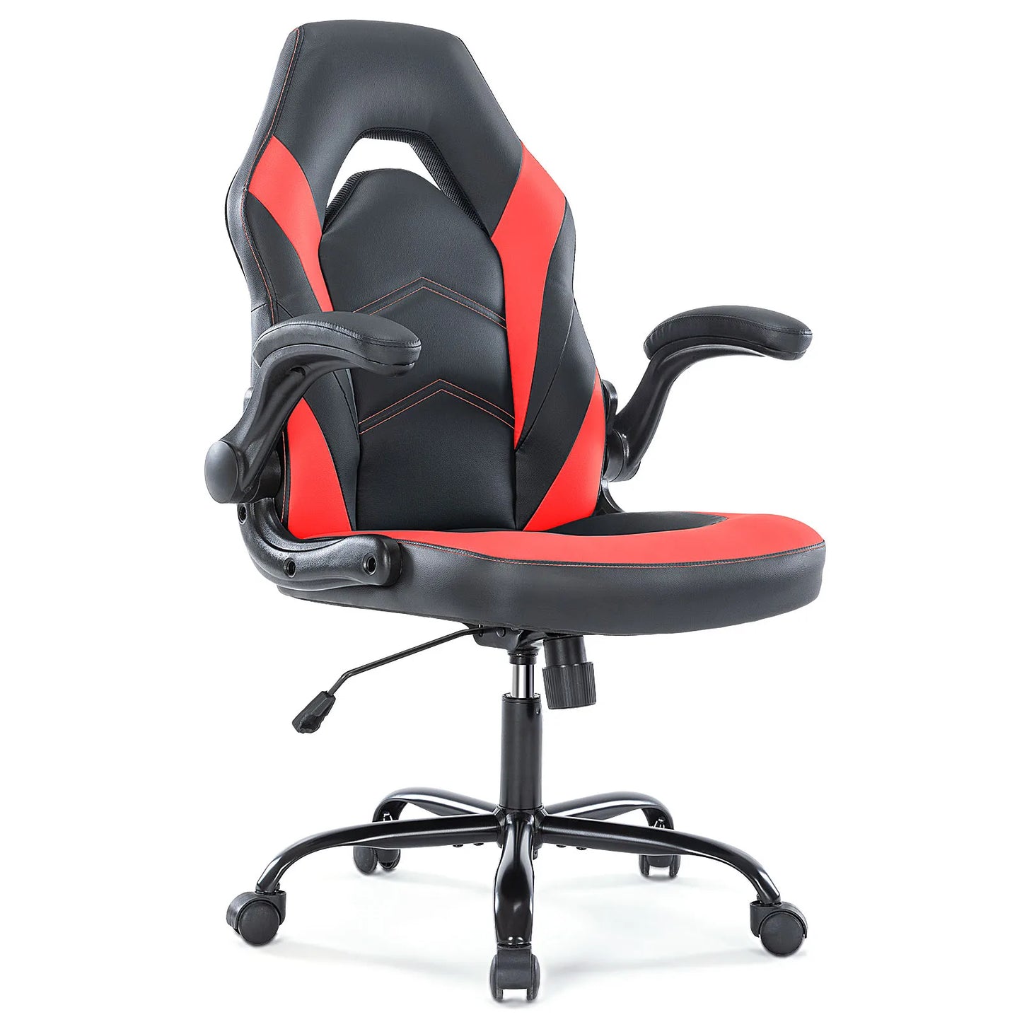Gaming Desk Chair Adjustable PU Leather Racing Chair Flip-up Armrest