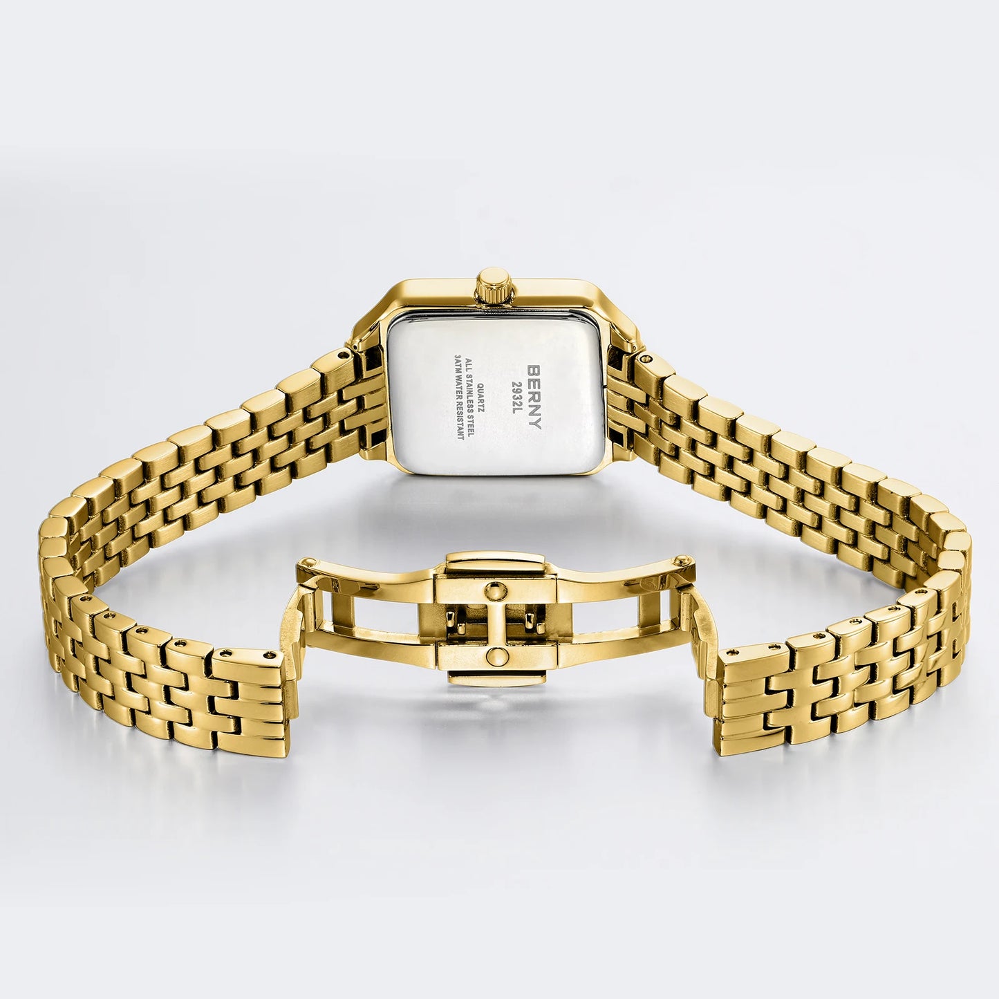 BERNY Square Women Watch Gold Quartz Fashion Exquisite Roman Luxury Small Women's Watch Jewelry Bracelet Women Watches