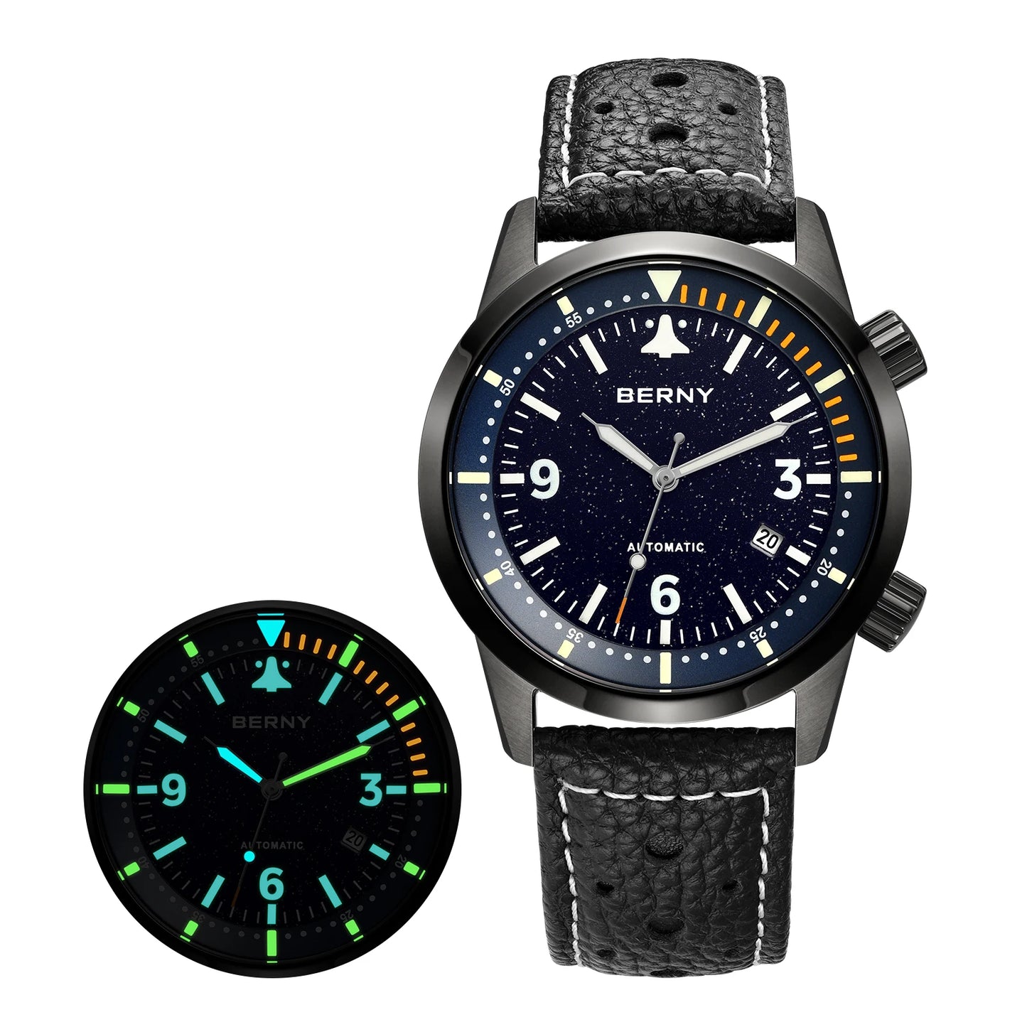 BERNY 20ATM Automatic Men's Diving Watches Top Luminous Sapphire AR Coated Diver Watches