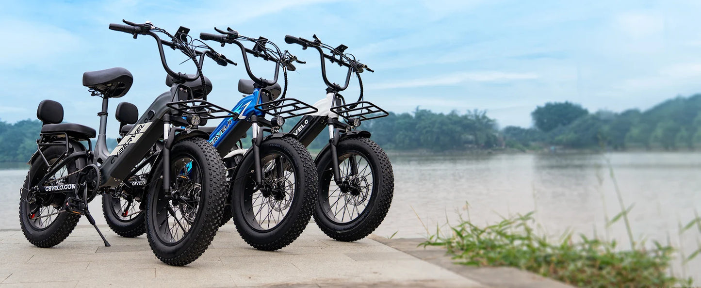 Step-Thru Electric Bike for Adults and Youths,  30+MPH, 20" Fat Tire 7-Speed