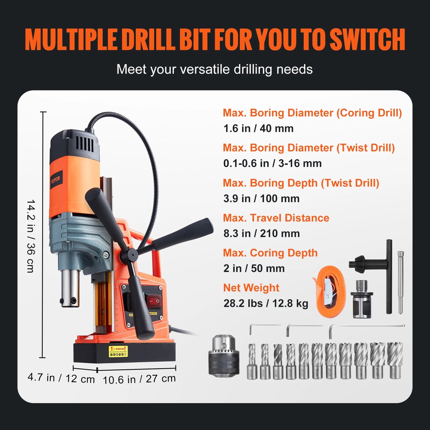 1300W 1400W 2" Electric Drilling Machine Magnetic Drill Boring