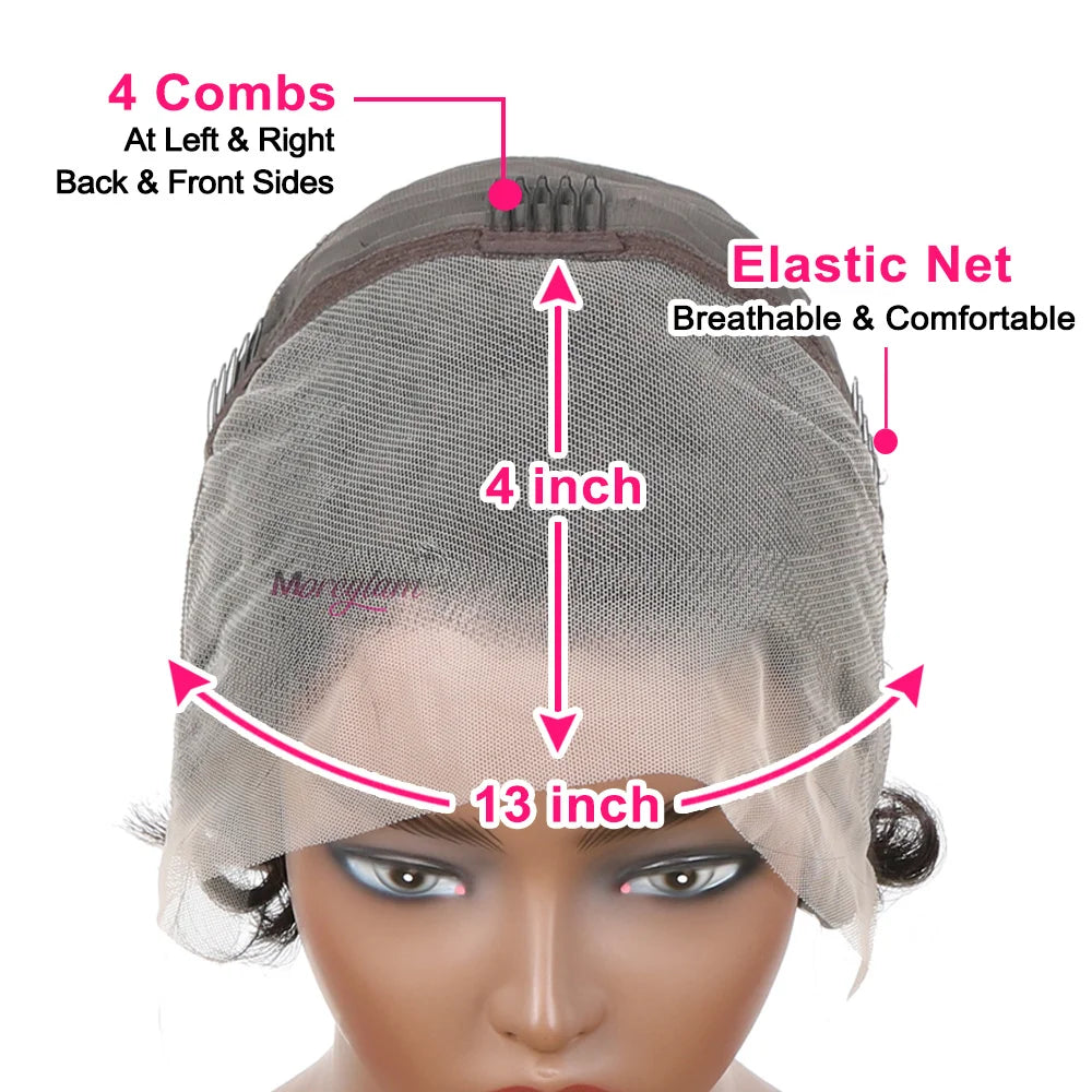 613 Blonde Pixie Cut Short Bob Loose Wave 100% Human Hair Wig Chocolate Brown