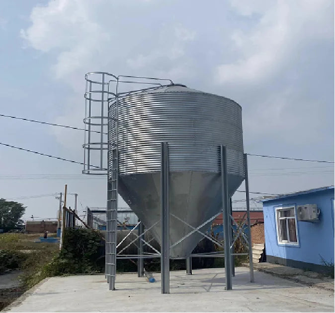 Galvanized Steel Capacity 15 Tons Grain Silo Chicken Feed Pellet Storage Tower HJ-N15T