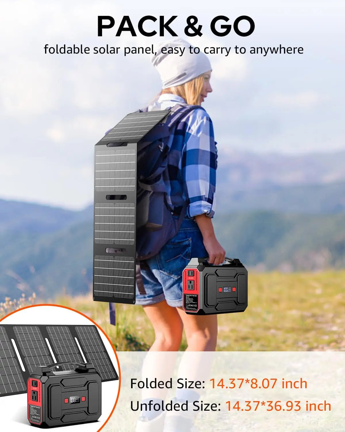 200W Solar Generator with 40W Panel, 146Wh Portable Power Station