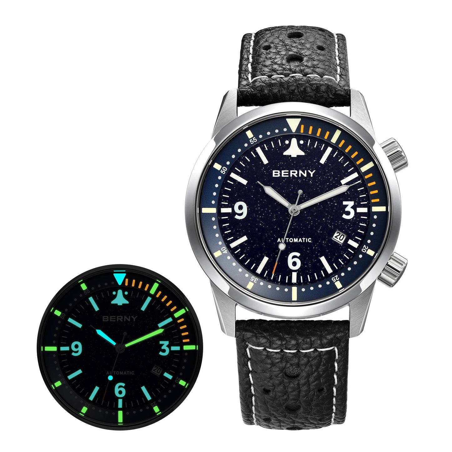 BERNY 20ATM Automatic Men's Diving Watches Top Luminous Sapphire AR Coated Diver Watches