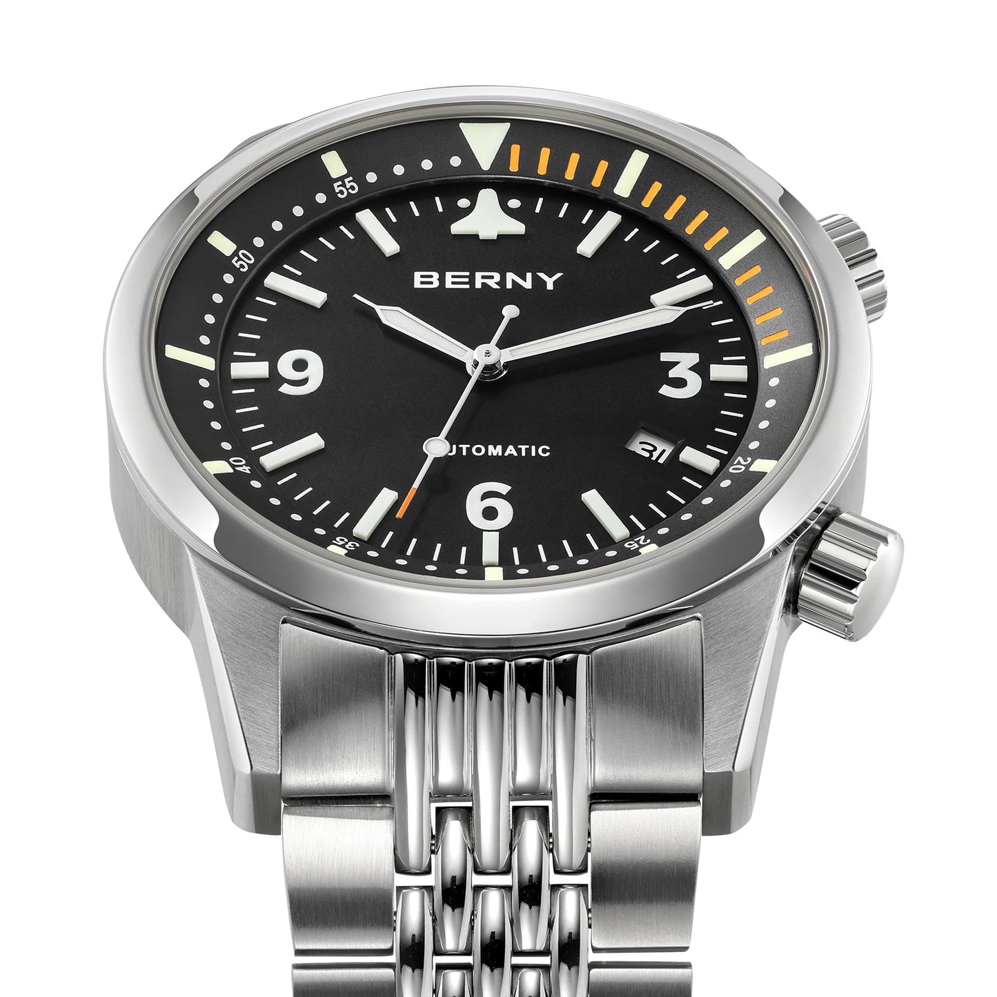BERNY 20ATM Automatic Men's Diving Watches Top Luminous Sapphire AR Coated Diver Watches