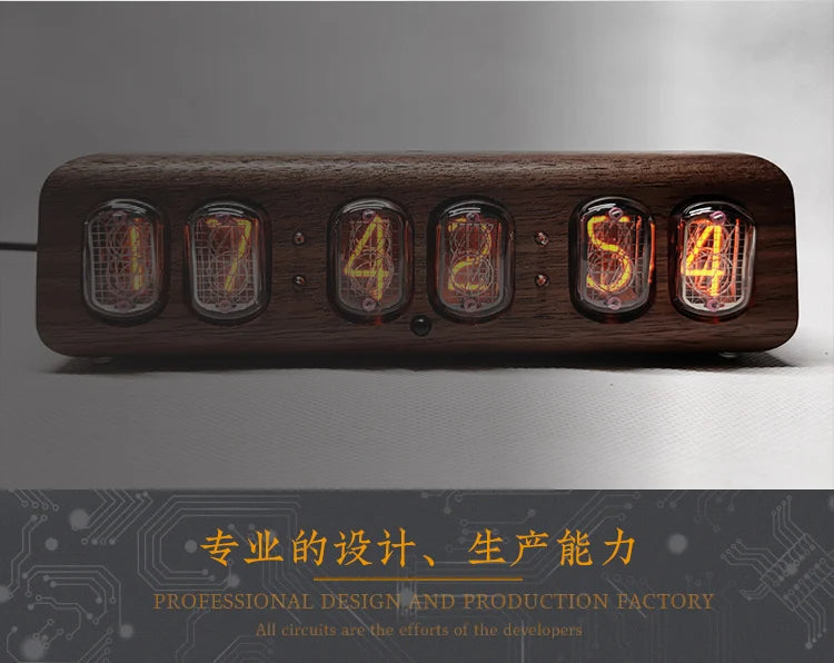 Wood Nixie Tube Clock Retro Alarm Table Clock Digital Watch Soviet Union In12 Tube Electronic Desktop Clocks Black Walnut Gift
