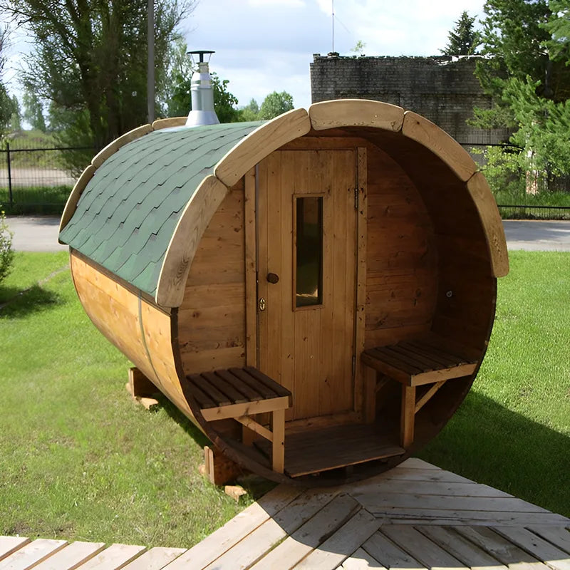 Wholesale barrel sauna wooden door 6 people homemade steam
