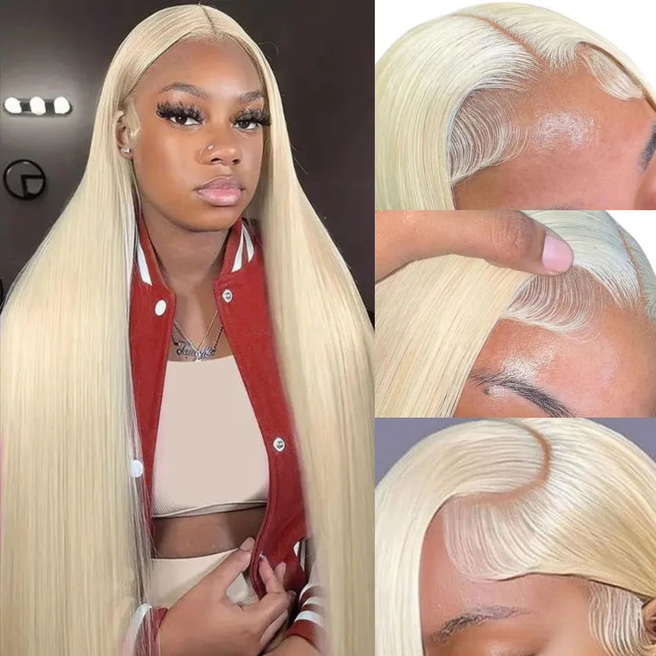 Blonde  Lace Front Wig 100% Human Hair  Density Straight  Frontal Wigs